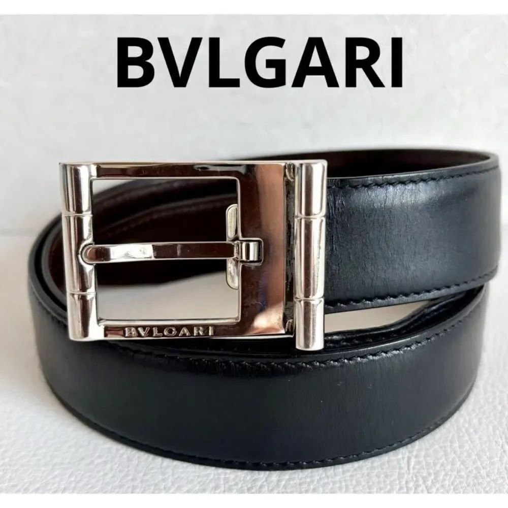 BVLGARI Reversible Leather Belt 43” Long